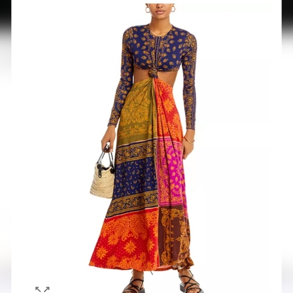FARM Rio Dresses & Skirts - NWT FARM Rio Bandana Dream Multicolor Cut Out Maxi Dress Long Sleeve   L   $265